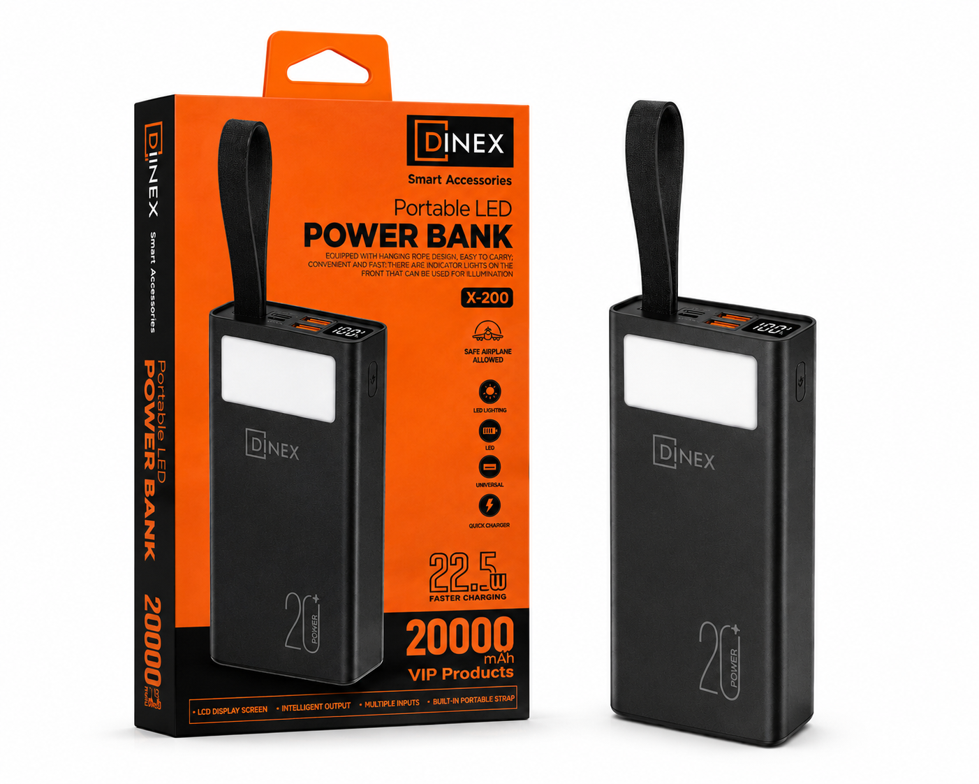 Dinex Portable LED Power Bank 20000mAh X-200
